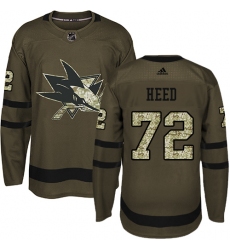 Men's Adidas San Jose Sharks #72 Tim Heed Premier Green Salute to Service NHL Jersey