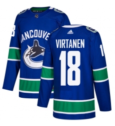 Men's Adidas Vancouver Canucks #18 Jake Virtanen Premier Blue Home NHL Jersey