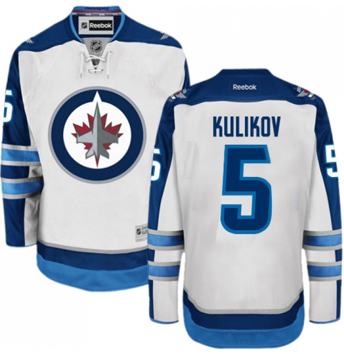 Youth Reebok Winnipeg Jets #5 Dmitry Kulikov Authentic White Away NHL Jersey