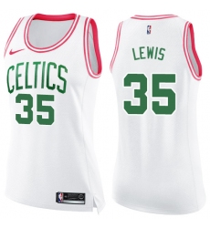 Women's Nike Boston Celtics #35 Reggie Lewis Swingman White/Pink Fashion NBA Jersey