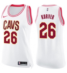 Women's Nike Cleveland Cavaliers #26 Kyle Korver Swingman White/Pink Fashion NBA Jersey