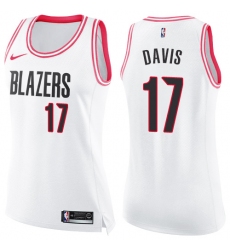 Women's Nike Portland Trail Blazers #17 Ed Davis Swingman White/Pink Fashion NBA Jersey