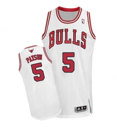 Men's Adidas Chicago Bulls #5 John Paxson Authentic White Home NBA Jersey