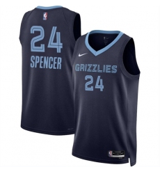 Men's Memphis Grizzlies #24 Cam Spencer Navy 2024 Draft Icon Edition Stitched Jersey