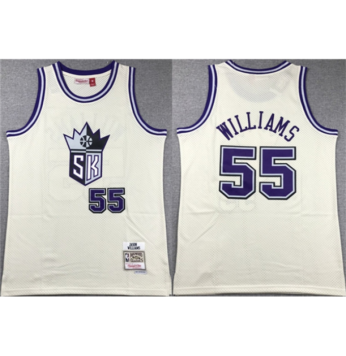 Men's Sacramento Kings #55 Jason Williams White Throwback Stitched Jersey