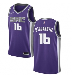 Men's Nike Sacramento Kings #16 Peja Stojakovic Authentic Purple Road NBA Jersey - Icon Edition