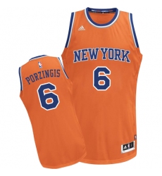 Men's Adidas New York Knicks #6 Kristaps Porzingis Swingman Orange Alternate NBA Jersey