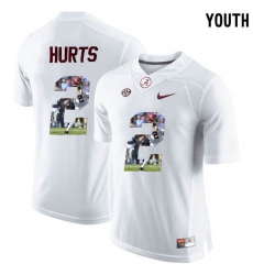 Alabama Crimson Tide #27 Antonio Henry White With Portrait Print Youth College Football Jersey3