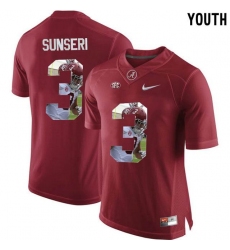 Alabama Crimson Tide #3 Vinnie Sunseri Red With Portrait Print Youth College Football Jersey2