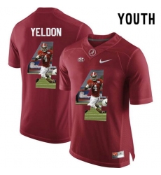 Alabama Crimson Tide #4 T.J. Yeldon Red With Portrait Print Youth College Football Jersey2