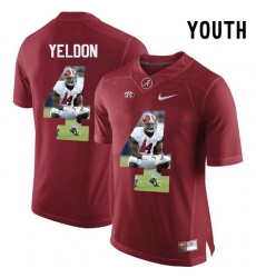 Alabama Crimson Tide #4 T.J. Yeldon Red With Portrait Print Youth College Football Jersey3