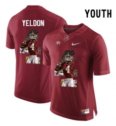 Alabama Crimson Tide #4 T.J. Yeldon Red With Portrait Print Youth College Football Jersey
