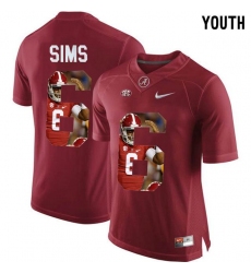Alabama Crimson Tide #6 Blake Sims Red With Portrait Print Youth College Football Jersey2