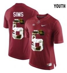 Alabama Crimson Tide #6 Blake Sims Red With Portrait Print Youth College Football Jersey5