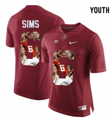 Alabama Crimson Tide #6 Blake Sims Red With Portrait Print Youth College Football Jersey6