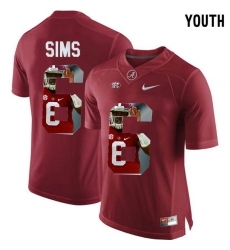 Alabama Crimson Tide #6 Blake Sims Red With Portrait Print Youth College Football Jersey7