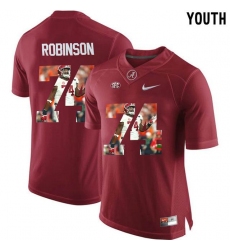 Alabama Crimson Tide #74 Cam Robinson Red With Portrait Print Youth College Football Jersey