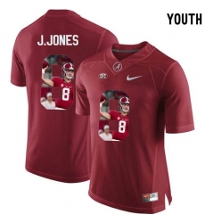 Alabama Crimson Tide #8 Julio Jones Red With Portrait Print Youth College Football Jersey2