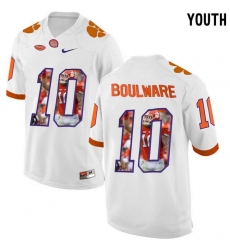 Clemson Tigers #10 Ben Boulware White With Portrait Print Youth College Football Jersey5.