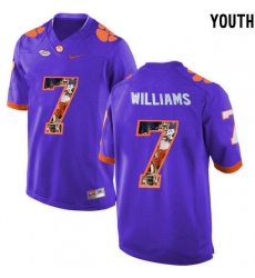Clemson Tigers #7 Mike Williams Purple With Portrait Print Youth College Football Jersey2