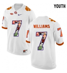 Clemson Tigers #7 Mike Williams White With Portrait Print Youth College Football Jersey2