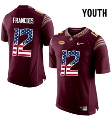 Florida State Seminoles #12 Deondre Francois Red USA Flag College Football Youth Limited Jersey