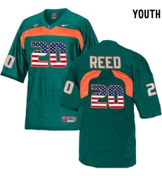 Miami Hurricanes #20 Ed Reed Green USA Flag Youth College Football Jersey