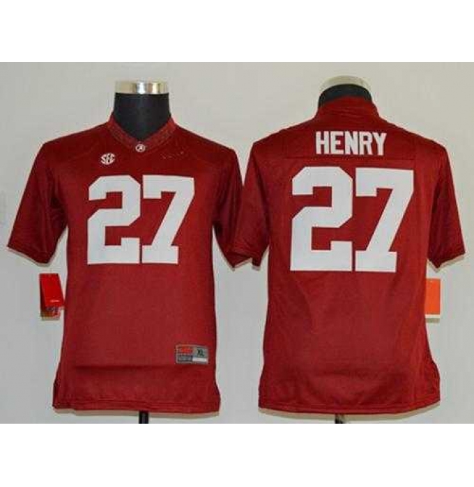 Youth NCAA Crimson Tide #27 Derrick Henry Red Stitched Jersey