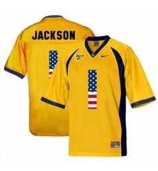 California Golden Bears #1 DeSean Jackson Gold USA Flag College Football Jersey