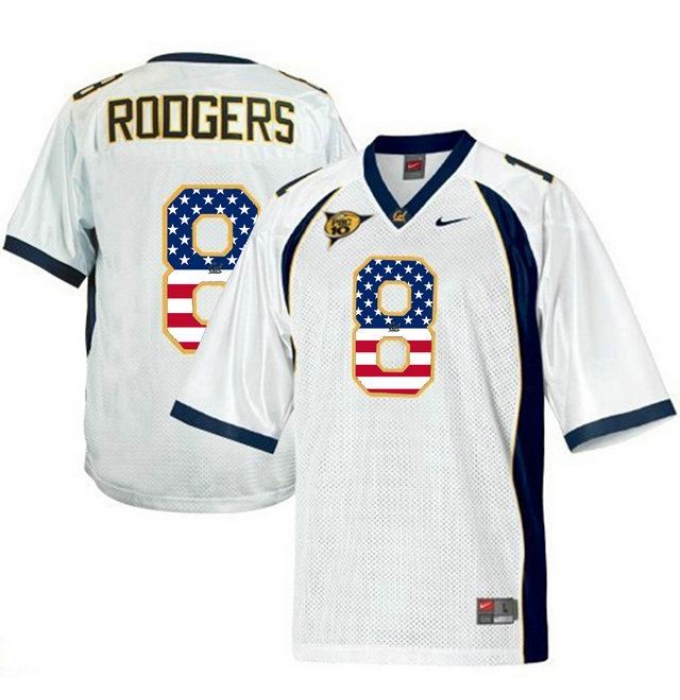 California Golden Bears #8 Aaron Rodgers White USA Flag College Football Jersey