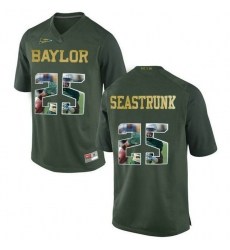 Baylor Bears #25 Lache Seastrunk Green With Portrait Print College Football Jersey3