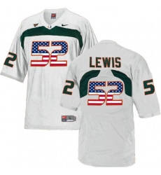 Miami Hurricanes #52 Ray Lewis White USA Flag College Football Jersey