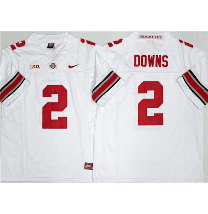 Men's Ohio State Buckeyes #2 Caleb Downs White 2025 F.U.S.E. Limited Stitched Jersey
