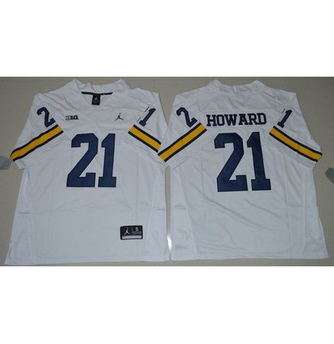 Michigan Wolverines #21 Desmond Howard White Jordan Brand Stitched NCAA Jersey