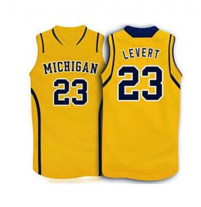 Michigan Wolverines #23 Caris Levert Basketball yellow Jersey