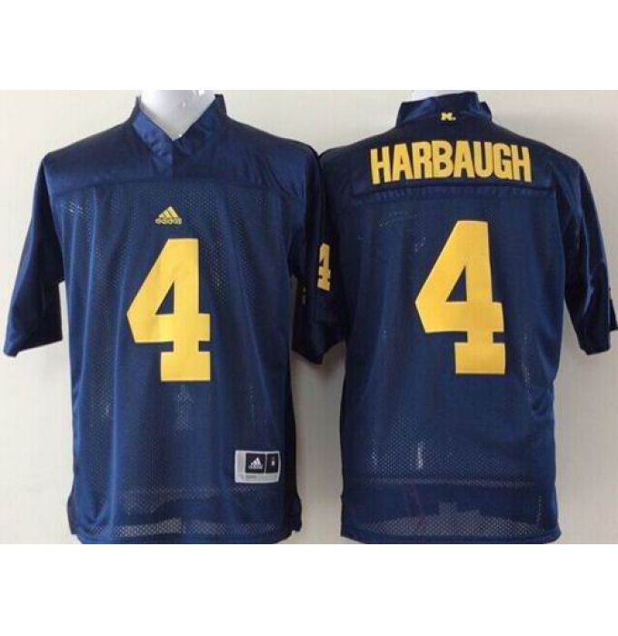 Michigan Wolverines #4 Jim Harbaugh Navy Blue Stitched NCAA Jersey