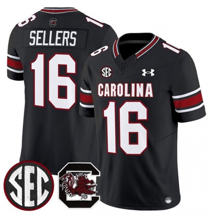 Men's South Carolina Fighting Gamecocks #16 LaNorris Sellers Black 2025 F.U.S.E. Stitched Jersey