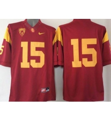 USC Trojans #15 Red PAC-12 C Patch Stitched NCAA Jersey