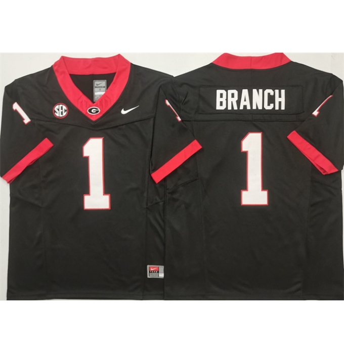 Men's Georgia Bulldogs #1 Zachariah Branch Black F.U.S.E. Stitched Jersey