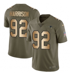 Men's Nike New England Patriots #92 James Harrison Limited Olive/Gold 2017 Salute to Service NFL Jersey