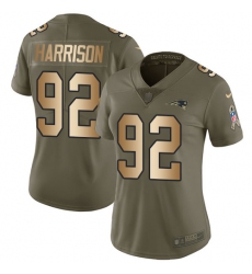 Women's Nike New England Patriots #92 James Harrison Limited Olive/Gold 2017 Salute to Service NFL Jersey
