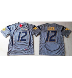 West Virginia Mountaineers #12 Oliver Luck Navy Blue Stitched NCAA Jersey