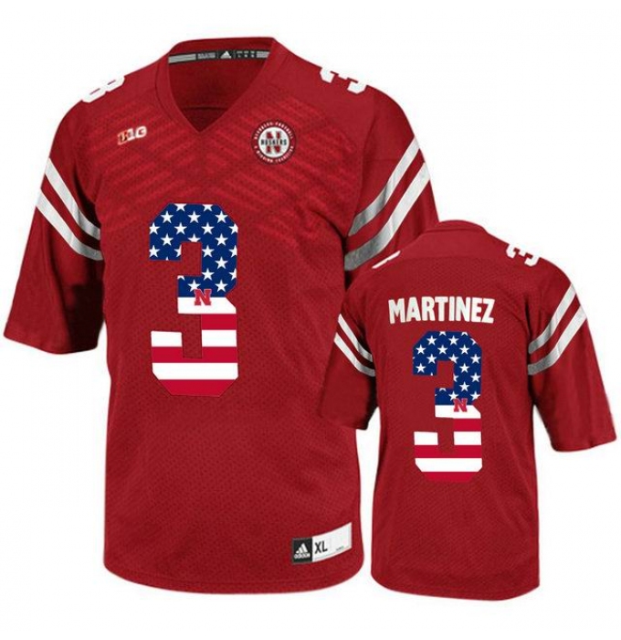 Nebraska Cornhuskers #3 Taylor Martinez Red USA Flag College Football Jersey