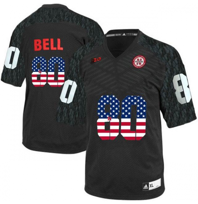 Nebraska Cornhuskers #80 Kenny Bell Black USA Flag College Football Jersey