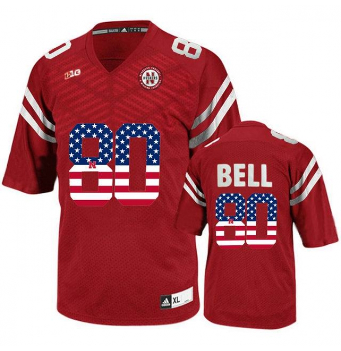 Nebraska Cornhuskers #80 Kenny Bell Red USA Flag College Football Jersey