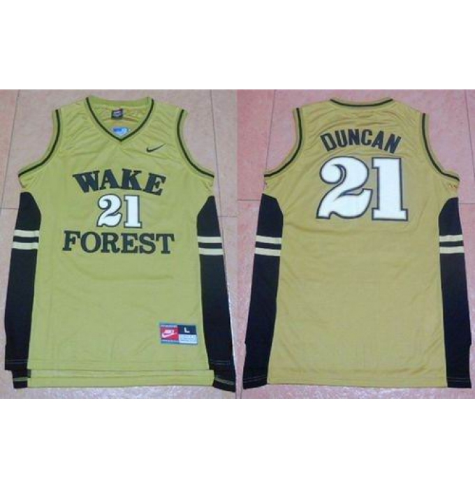 Wake Forest Demon Deacons #21 Tim Duncan Gold Basketball Stitched NCAA Jersey