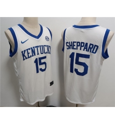 Men's Kentucky Wildcats #15 Reed Sheppard White Stitched Jersey
