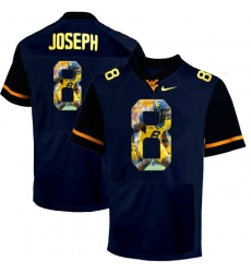 West Virginia Mountaineers #8 Karl Joseph Navy With Portrait Print College Football Jersey