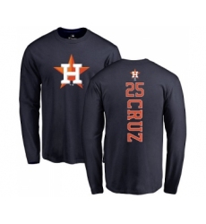 MLB Nike Houston Astros #25 Jose Cruz Jr. Navy Blue Backer Long Sleeve T-Shirt