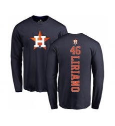 MLB Nike Houston Astros #46 Francisco Liriano Navy Blue Backer Long Sleeve T-Shirt